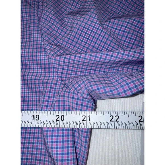 Mizzen Main Leeward 1/4 Zip Pullover Mens S Blue Pink Check Zip Pocket Mock Neck - Picture 12 of 13